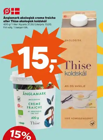 SuperBrugsen Änglamark økologisk creme fraiche eller thise økologisk koldskål tilbud