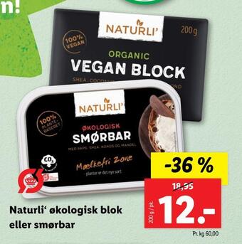 Lidl Naturli‘ økologisk blok eller smørbar tilbud