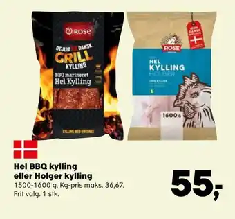 SuperBrugsen Hel bbq kylling eller holger kylling tilbud