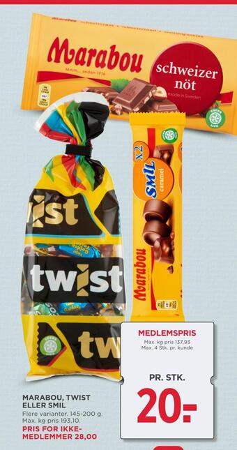 MENY Marabou, twist eller smil tilbud