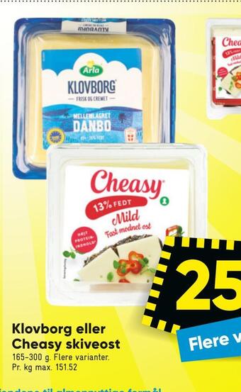 Bilka Klovborg eller cheasy skiveost tilbud