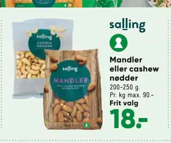 Bilka Mandler eller cashew nødder tilbud