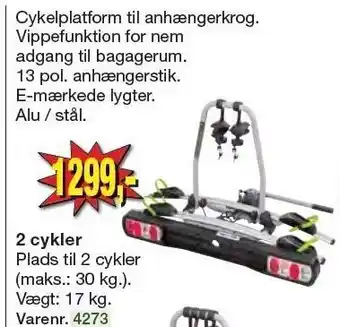 Harald Nyborg Cykelholder 2 cykler tilbud