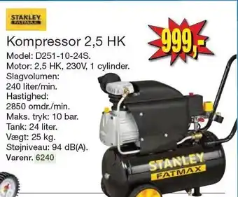 Stanley fatman kompressor 2,5 hk