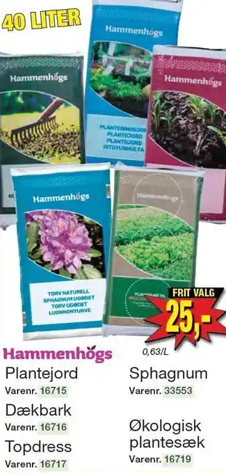 Harald Nyborg Hammenhogs plantejord, dækbark, topdress, sphagnum eller økologisk plantesæk tilbud