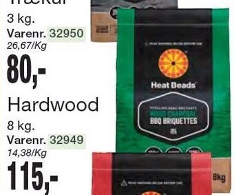 Heat beads hardwood