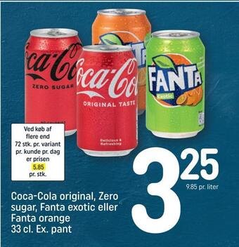 REMA 1000 Coca-cola original, zero sugar, fanta exotic eller fanta orange tilbud