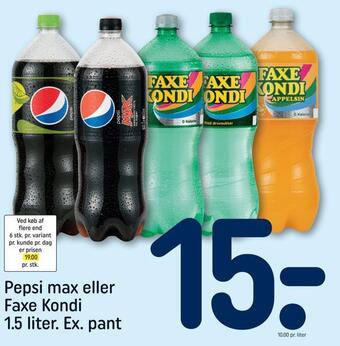 REMA 1000 Pepsi max eller faxe kondi tilbud