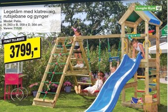 Harald Nyborg Jungle gym legetårn med klatrevæg, rutsjebane og gynger tilbud