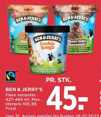 MENY Ben & jerry's is tilbud