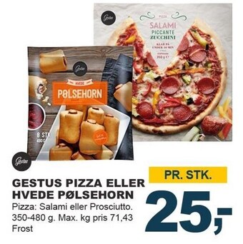 Let-Køb Gestus pizza eller hvede pølsehorn tilbud