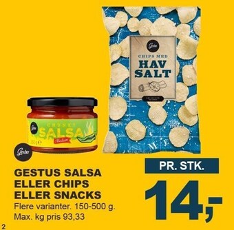 Let-Køb Gestus salsa eller chips eller snacks tilbud
