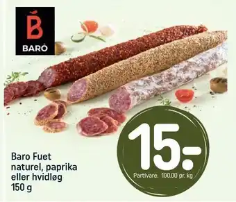 REMA 1000 Baro fuet naturel, paprika eller hvidløg tilbud