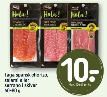REMA 1000 Taga spansk chorizo, salami eller serrano i skiver tilbud