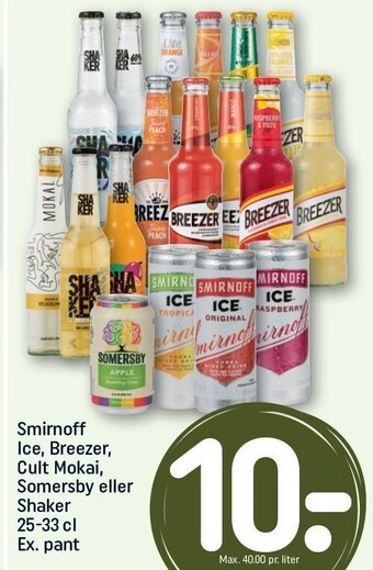 REMA 1000 Smirnoff ice, breezer, cult mokai, somersby eller shaker tilbud
