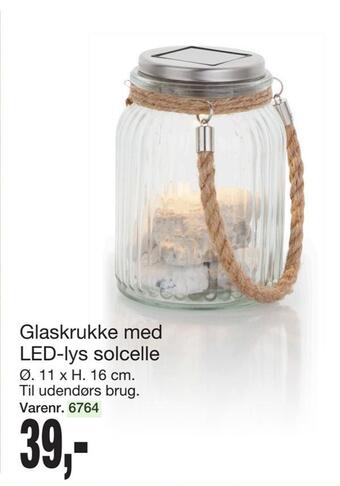 Harald Nyborg Glaskrukke med led-lys solcelle tilbud