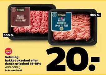 Netto Velsmag hakket oksekød eller dansk grisekød 14-18% tilbud