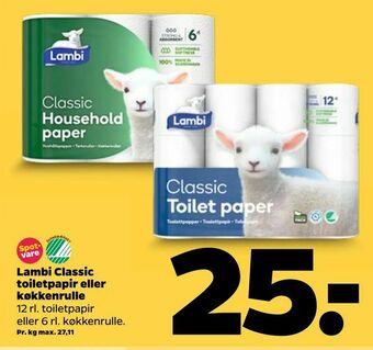 Netto Lambi Classic toiletpapir eller køkkenrulle tilbud