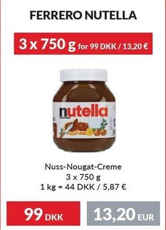 Nielsen's Discount Ferrero nutella tilbud