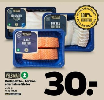 Rødspætte-, torske eller laksefileter