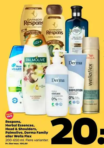 Netto Respons, Herbal Essences, Head & Shoulders, Palmolive, Derma Family eller Wella Flex tilbud