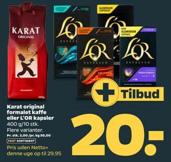 Karat original formalet kaffe eller L'OR kapsler