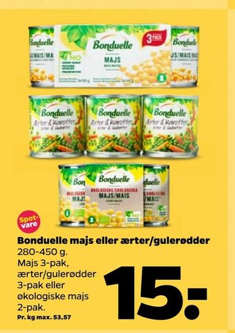 Netto Bonduelle majs eller ærter/gulerødder tilbud
