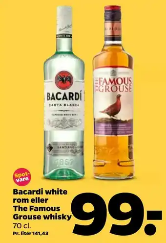 Netto Bacardi white rom eller The Famous Grouse whisky tilbud