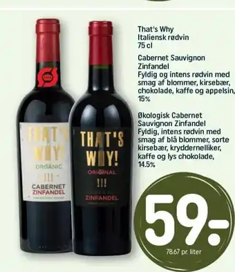 REMA 1000 That's Why Italiensk rødvin 75 cl tilbud