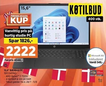 Power Hp 15,6 bærbar pc tilbud