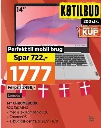 Power Lenovo 14 chrome book tilbud