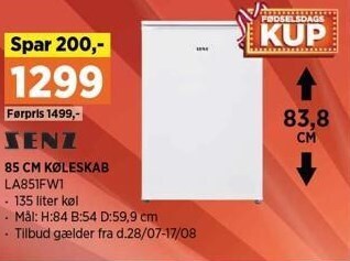 Power Senz 85 cm køleskab tilbud