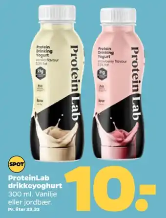 Netto Protein lab drikkeyoghurt strawberry tilbud