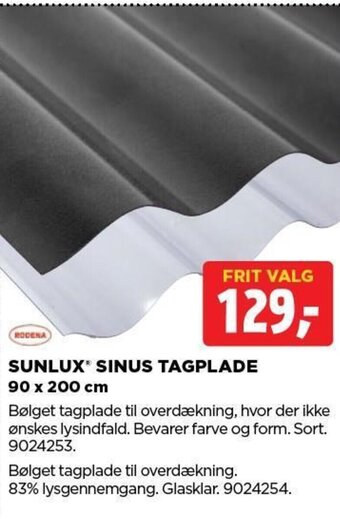 jem & fix SUNLUX SINUS TAGPLADE 90X200 CM tilbud