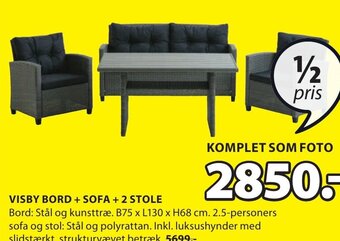 JYSK VISBY BORD + SOFA + 2 STOLE tilbud