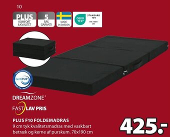 JYSK PLUS F10 FOLDEMADRAS tilbud
