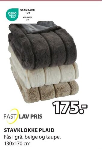 JYSK STAVKLOKKE PLAID tilbud