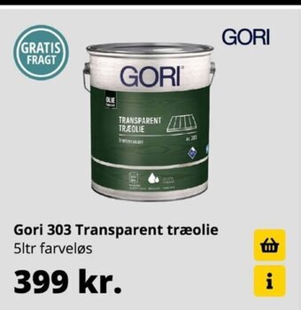 10-4 Byggecenter Gori 303 Transparent træolie 5ltr farveløs tilbud