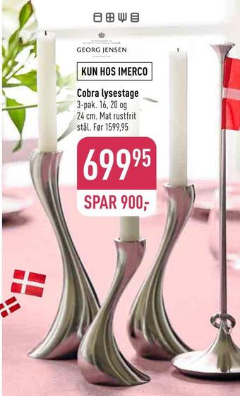 Imerco Cobra lysestage tilbud