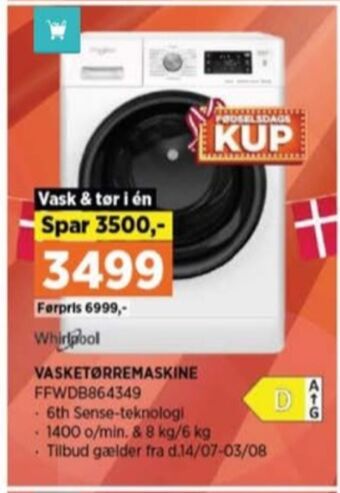 Power Whirlpool vaske-/tørremaskine tilbud