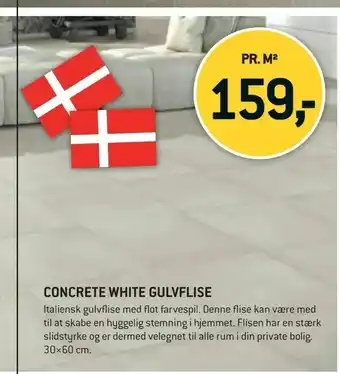 XL-BYG Concrete white gulvflise tilbud
