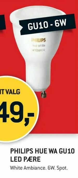 XL-BYG Philips hue wa gu10 led pære tilbud