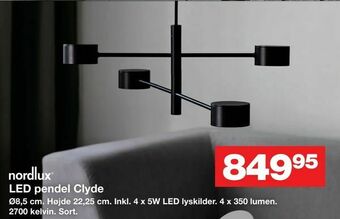 Bauhaus LED pendel Clyde tilbud