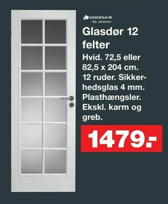 Bauhaus Glasdør 12 felter tilbud