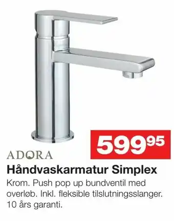 Håndvaskarmatur Simplex