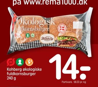 REMA 1000 Kohberg fuldkorn burgerboller tilbud