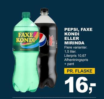 Let-Køb Pepsi, faxe kondi eller mirinda tilbud