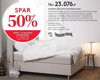 SengeSpecialisten Wonderland opus kontinentalseng tilbud