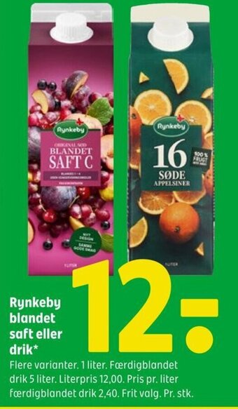Coop 365 Rynkeby blandet saft eller drik* tilbud