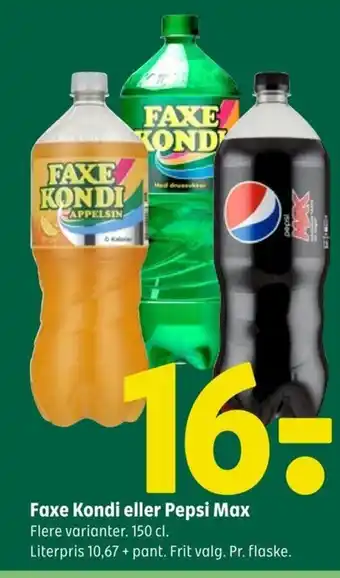 Coop 365 Faxe Kondi eller Pepsi Max Flere varianter. tilbud